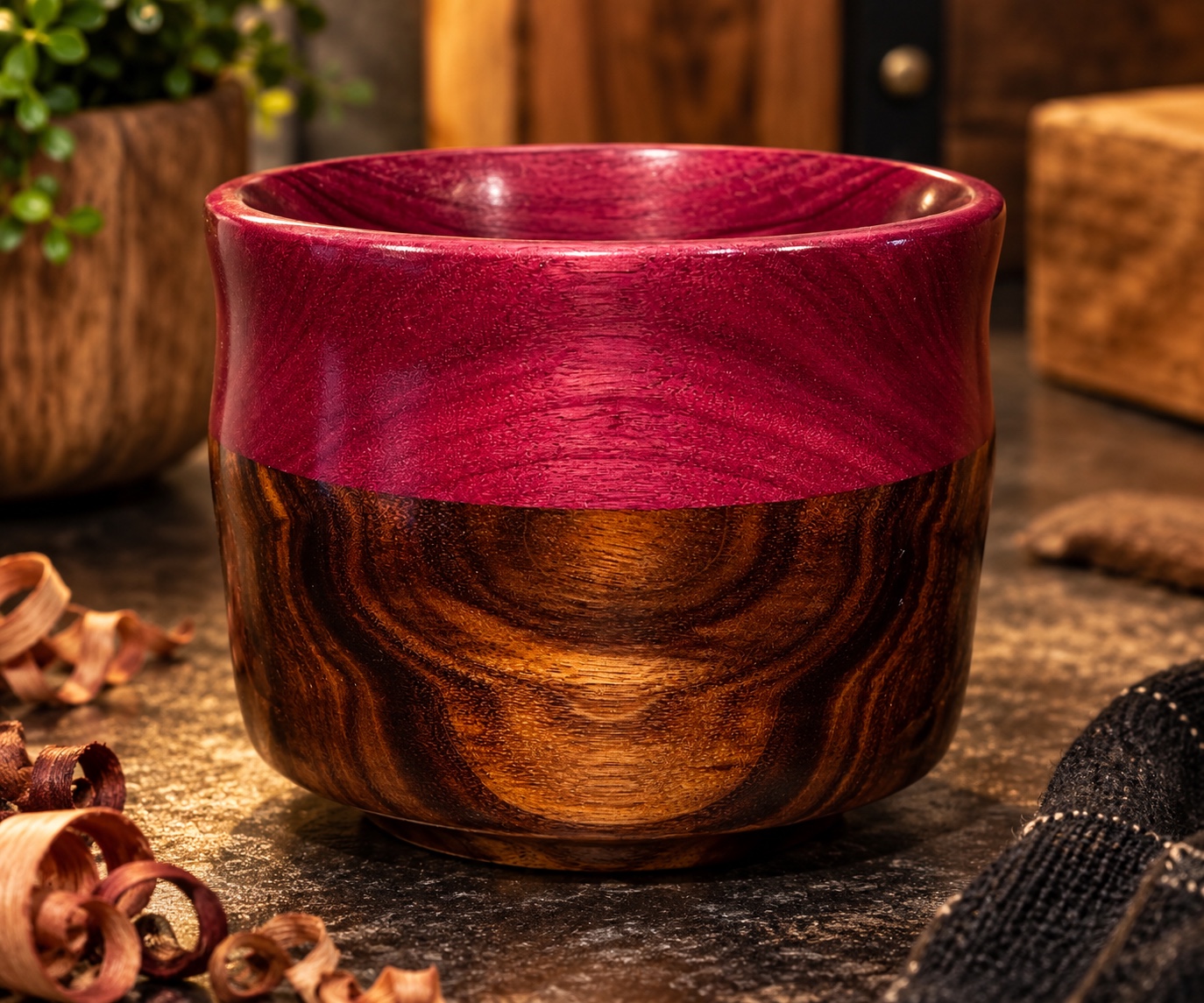 Handcrafted turned wooden bowl