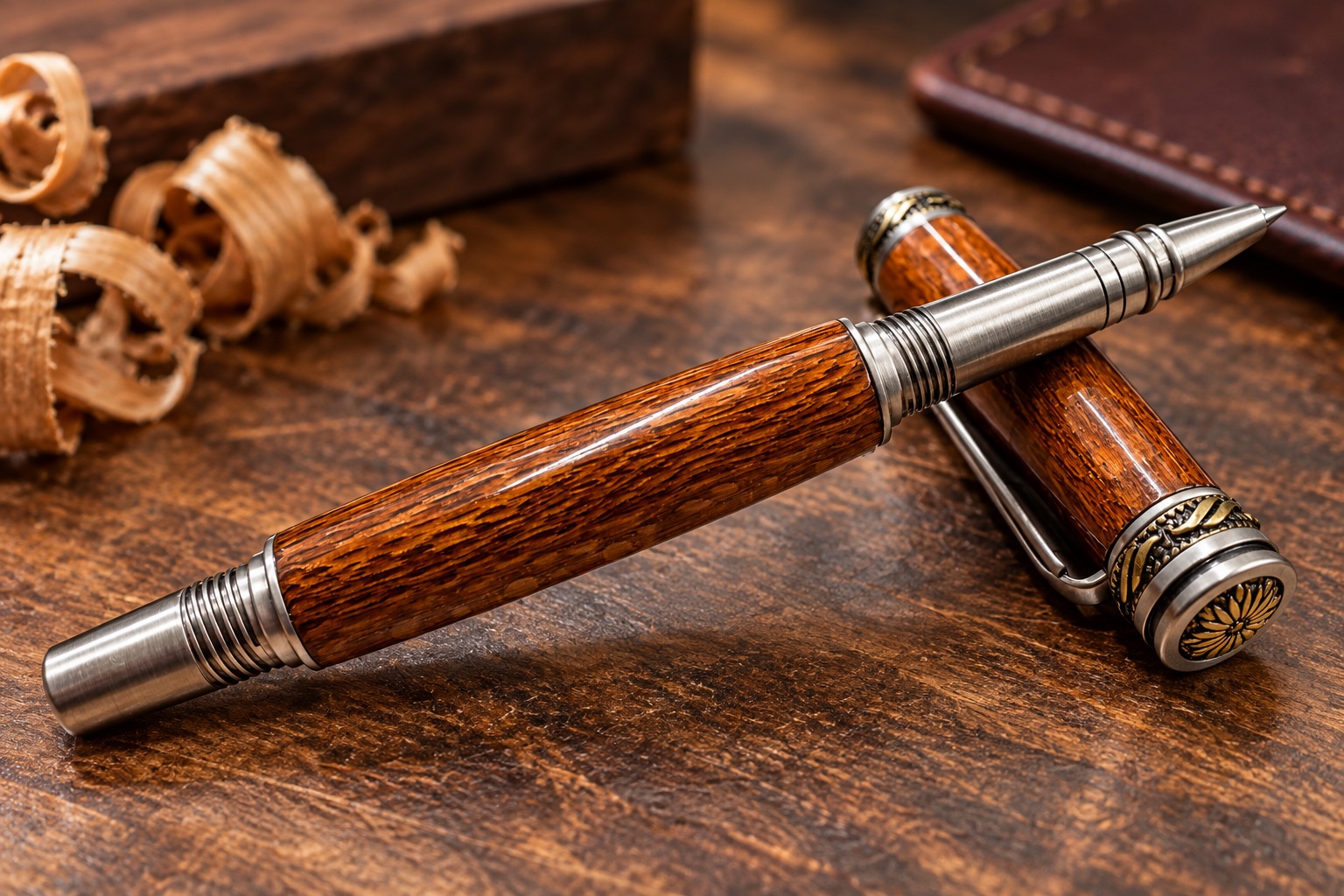 Handcrafted wooden rollerball pen